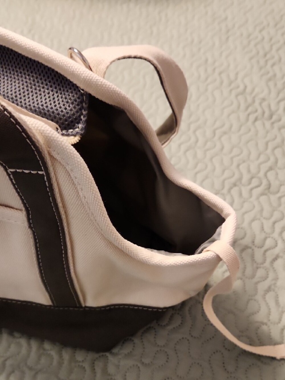 Lands' End Cream Canvas Tote with Brown Trim - Picture 9 of 11